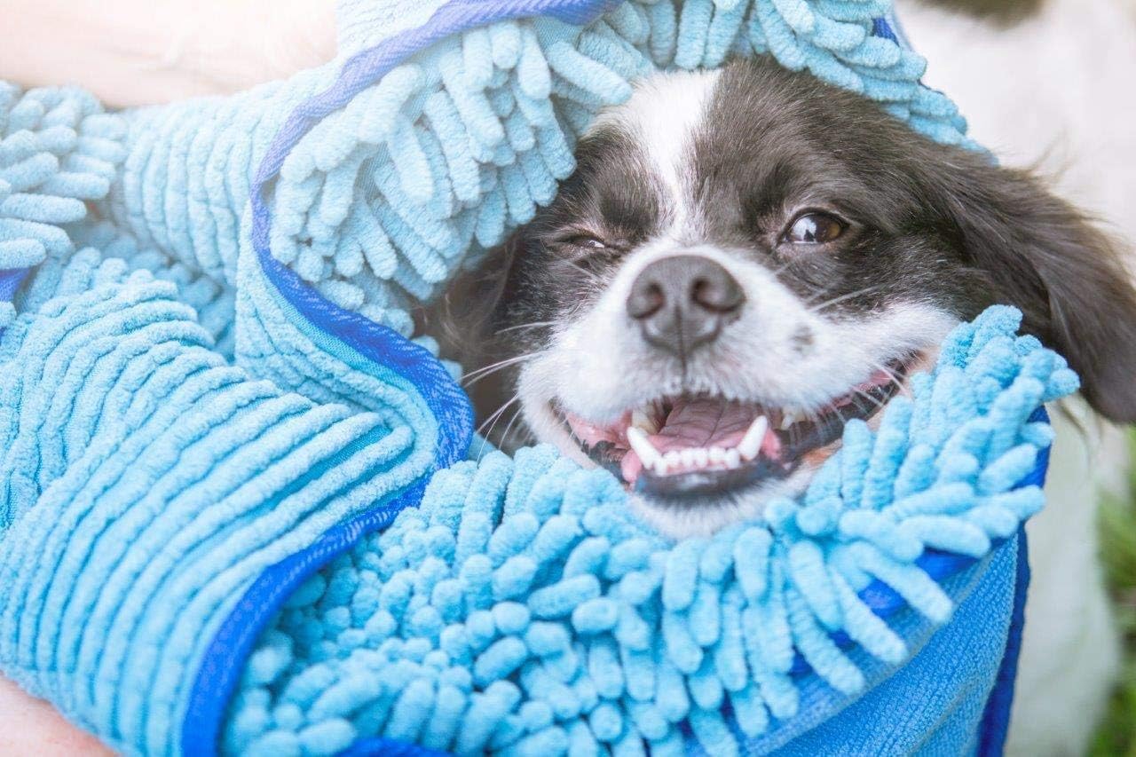 Ultra Absorbent Microfiber Dog Towel - Quick Drying, Extra Large Size with Comfortable Hand Pockets for All Breeds