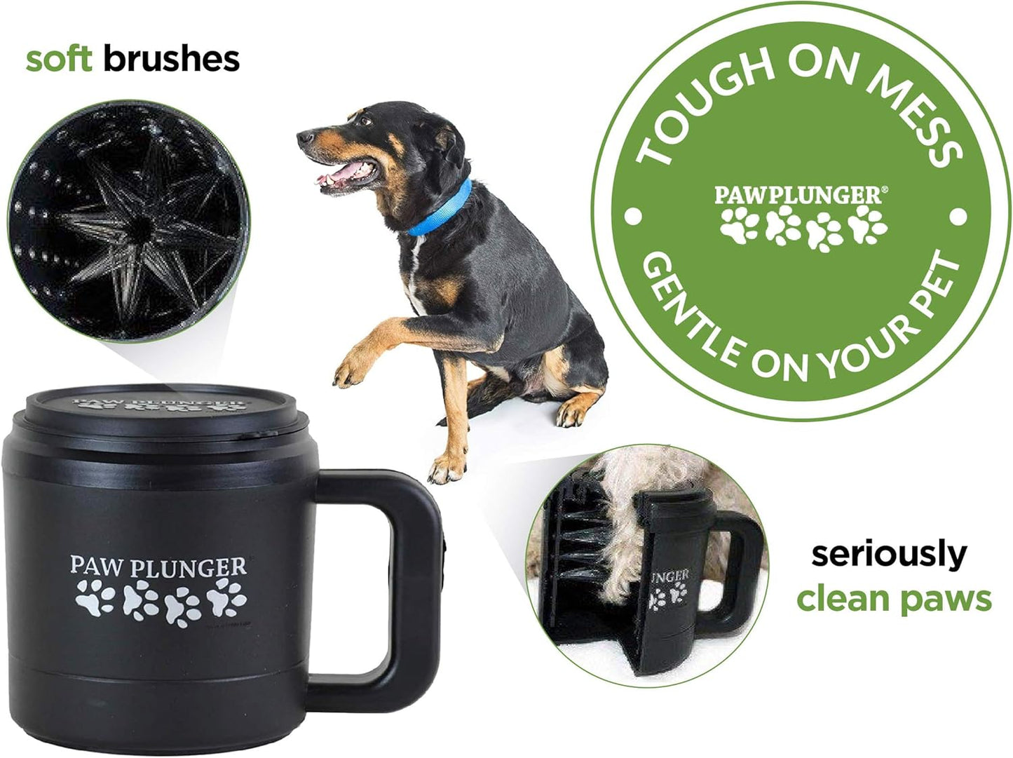 Paw Plunger: The Ultimate Portable Dog Paw Cleaner for Happy, Clean Paws - Perfect for Medium Dogs - Stylish Black Design