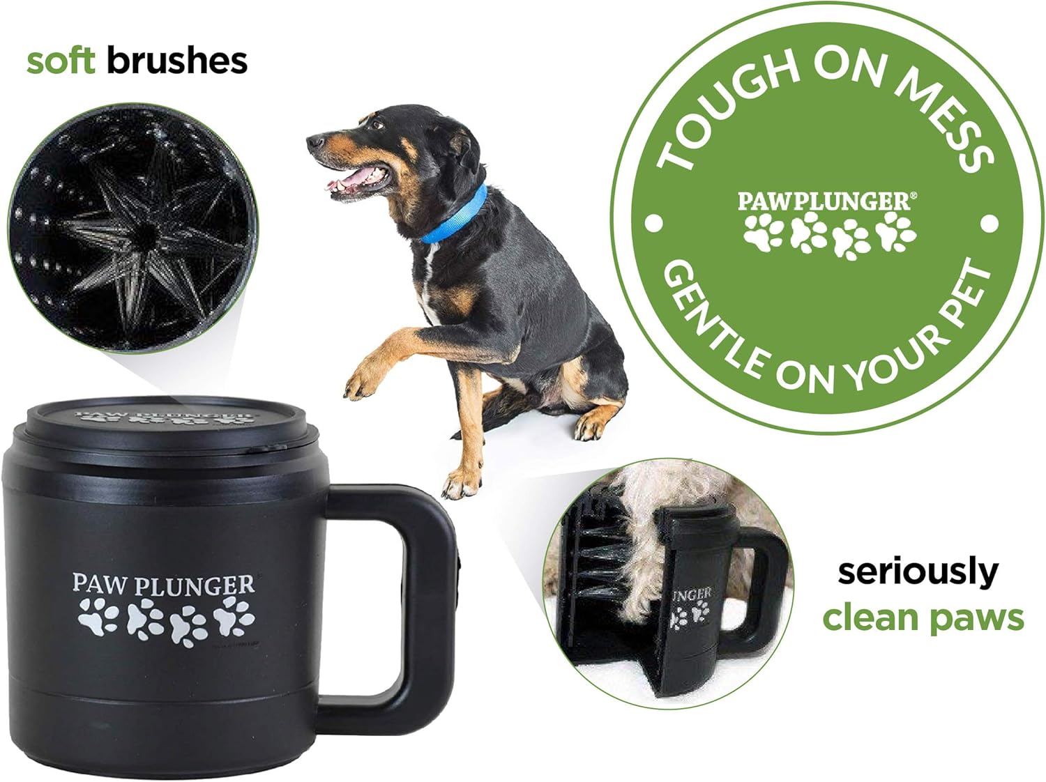 Paw Plunger: The Ultimate Portable Dog Paw Cleaner for Happy, Clean Paws - Perfect for Medium Dogs - Stylish Black Design