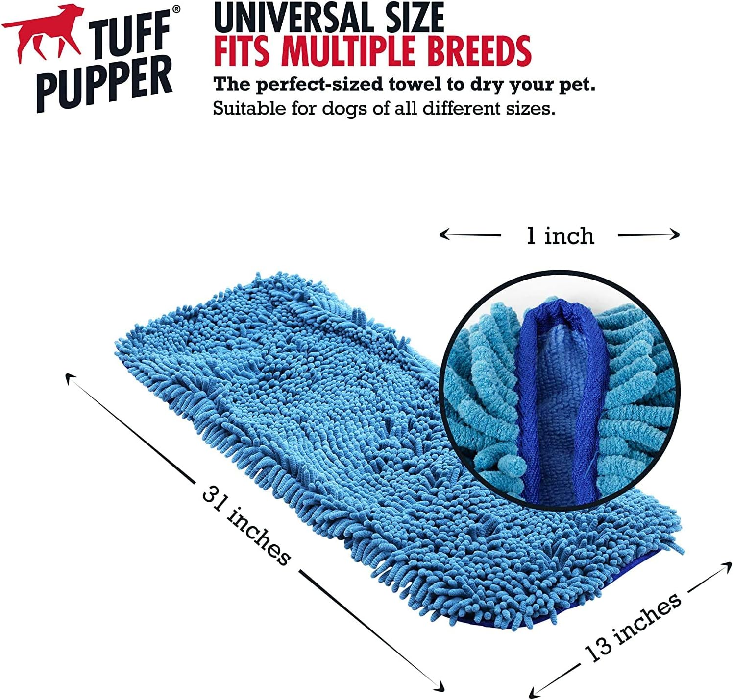 Ultra Absorbent Microfiber Dog Towel - Quick Drying, Extra Large Size with Comfortable Hand Pockets for All Breeds