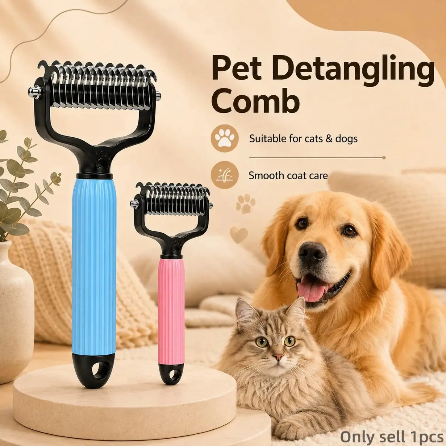 Fur-tastic Tangle Terminator: The Stainless Steel Whisker Whisperer for Furry Houdinis!