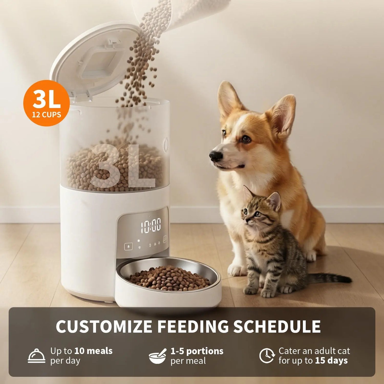 Revolutionize Mealtime with the Furlyn 4L Smart Automatic Pet Feeder - WiFi App Controlled for Dogs & Cats, Programmable Portions, and Anti-Jam Technology!