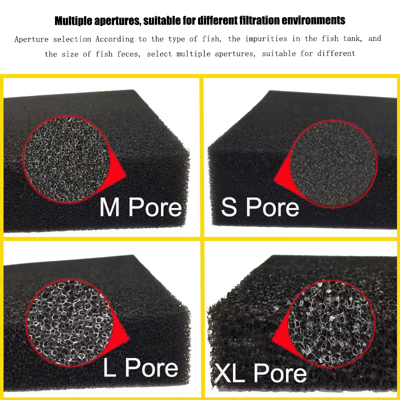 15/25/35/50PPI Aquarium Biochemical Cotton Filter Practical Fish Tank Accessories Pond Culture Foam Sponge Filter Black